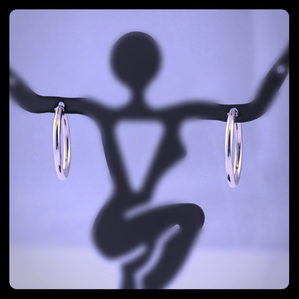 925 Sterling Silver mid size hoop Earrings